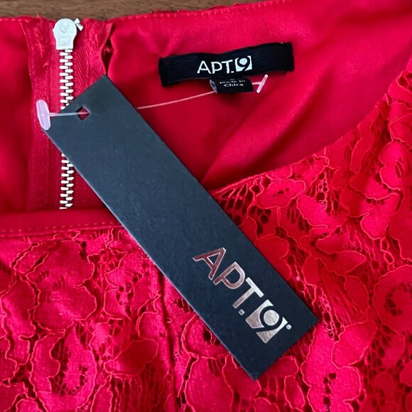 NEW Apt. 9 Red Fit and Flare Lace Overlay Dress Size 12 Back Zipper Sleeveless - Picture 10 of 13